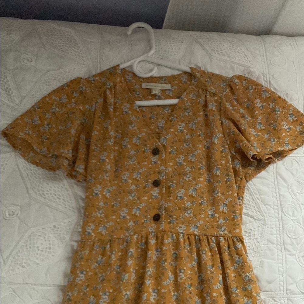 Mustard Floral Tiered Dress